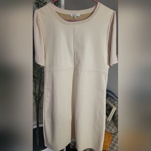 Another Love Cream Faux Leather Mini Dress Medium